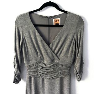 NUE by Shani Gray Knee Length Bodycon Dress With Built In Shapewear Size 6